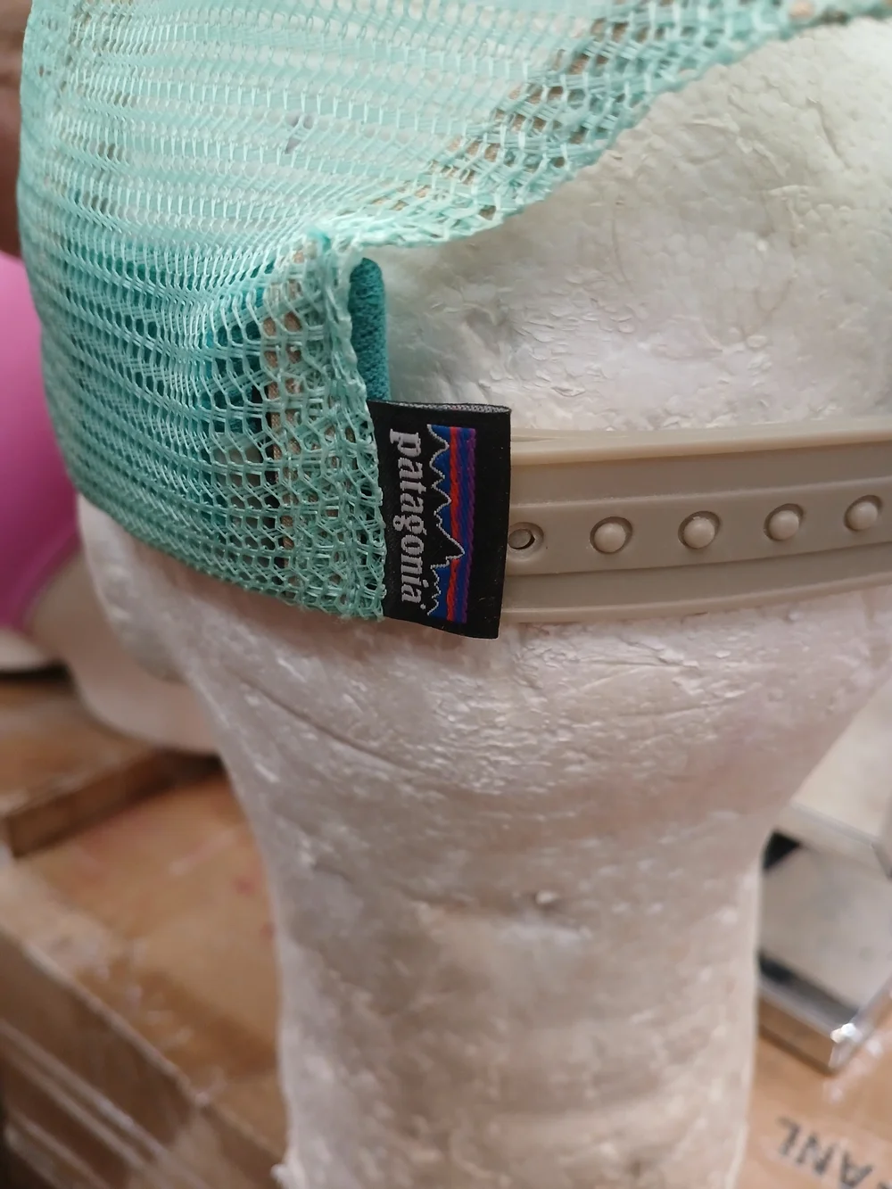 Patagonia Kids White and Tan Bear Patch Baseball Cap